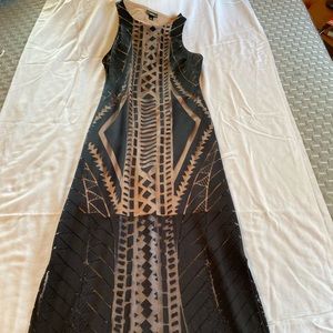 Sheer black/nude maxi dress